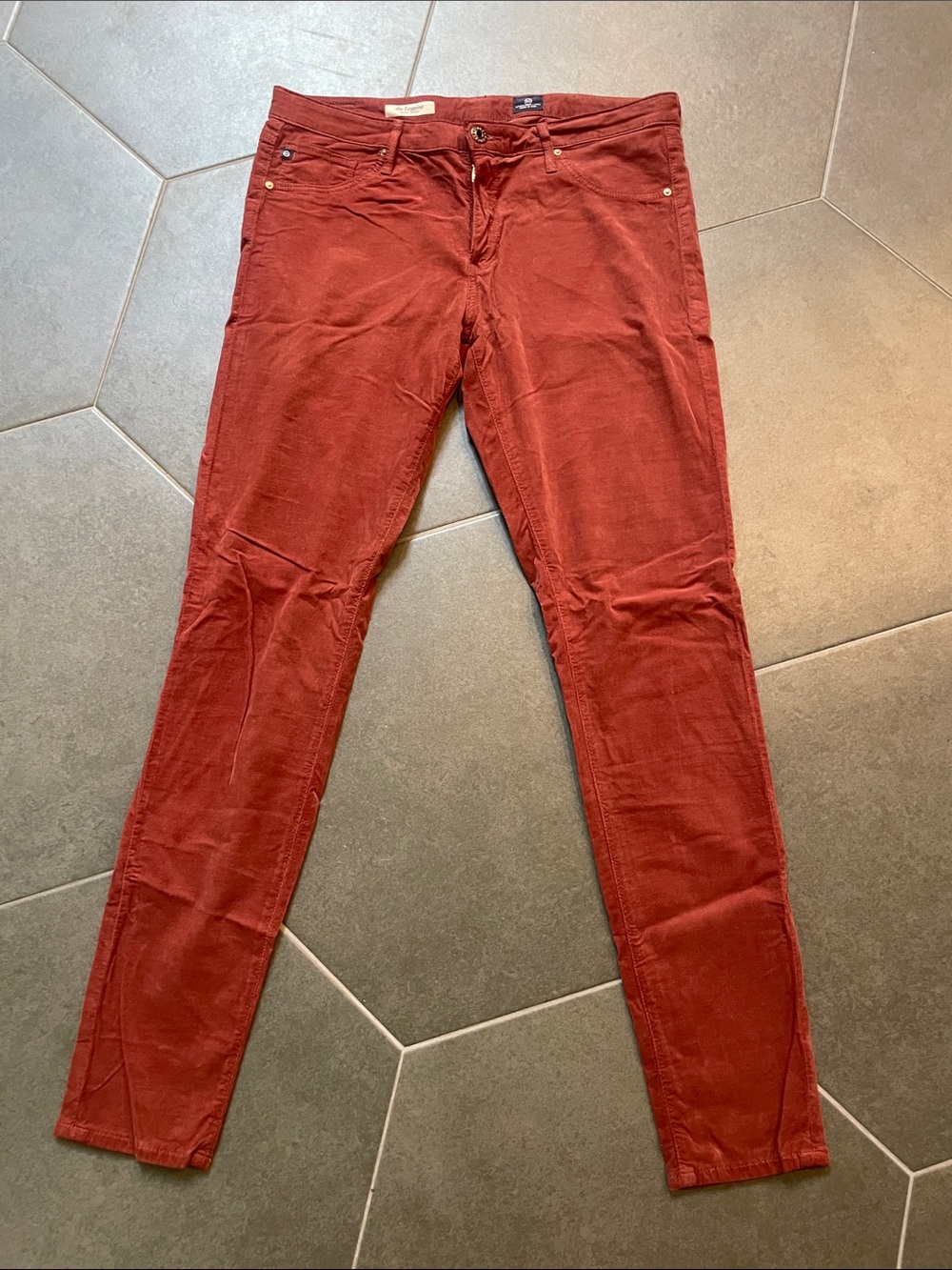 AG Adriano Goldschmied The Legging Super Skinny Corduroy Jeans in Rust 32